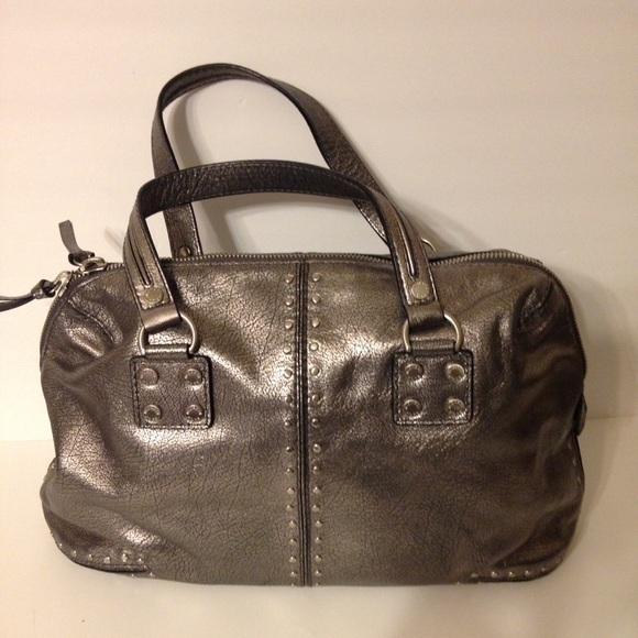 Michael Kors studded silver metallic satchel - Picture 1 of 11